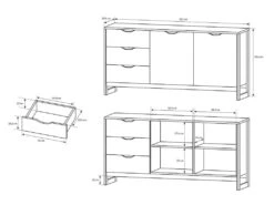 Buffet LAONILE - 2 Portes Et 3 Tiroirs - Noyer Et Anthracite -Mobilia Boutique buffet 476035