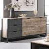 Buffet LAONILE - 2 Portes Et 3 Tiroirs - Noyer Et Anthracite 1 Buffet LAONILE - 2 Portes Et 3 Tiroirs - Noyer Et Anthracite -Mobilia Boutique buffet 476039