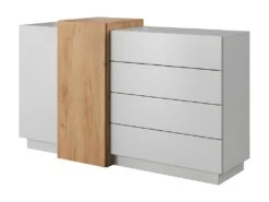 Buffet FRANCOLI - 4 Tiroirs Et 2 Portes - Blanc Et Chêne -Mobilia Boutique buffet 477385