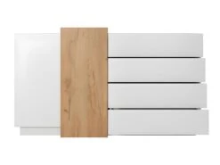 Buffet FRANCOLI - 4 Tiroirs Et 2 Portes - Blanc Et Chêne -Mobilia Boutique buffet 477389