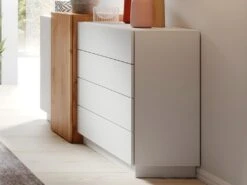 Buffet FRANCOLI - 4 Tiroirs Et 2 Portes - Blanc Et Chêne -Mobilia Boutique buffet 477395