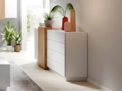 Buffet FRANCOLI - 4 Tiroirs Et 2 Portes - Blanc Et Chêne -Mobilia Boutique buffet 477397