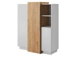 Buffet Haut FRANCOLI - 3 Portes Et 2 Niches - Blanc Et Chêne -Mobilia Boutique buffet 477443