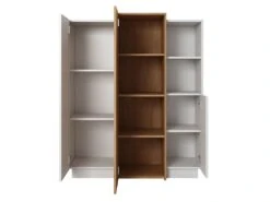 Buffet Haut FRANCOLI - 3 Portes Et 2 Niches - Blanc Et Chêne -Mobilia Boutique buffet 477447