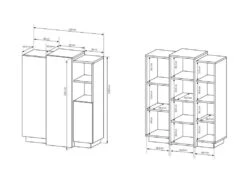 Buffet Haut FRANCOLI - 3 Portes Et 2 Niches - Blanc Et Chêne -Mobilia Boutique buffet 477449