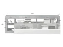 Ensemble Buffet Et Meuble TV - Blanc Laqué Et Béton - Séjour Contemporain SEFRO -Mobilia Boutique buffet 479473