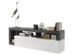 Ensemble Buffet Et Meuble TV - Blanc Laqué Et Béton - Séjour Contemporain SEFRO -Mobilia Boutique buffet 479475