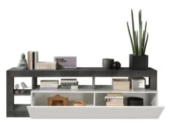 Ensemble Buffet Et Meuble TV - Blanc Laqué Et Béton - Séjour Contemporain SEFRO -Mobilia Boutique buffet 479477