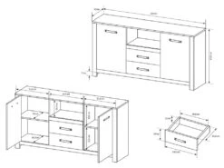 Buffet SABONI - 2 Portes, 2 Tiroirs Et 1 Niche - Noyer Et Anthracite -Mobilia Boutique buffet 483317
