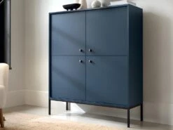Buffet Haut - 4 Portes - Bleu - BOGDAN 10 Buffet Haut - 4 Portes - Bleu - BOGDAN -Mobilia Boutique buffet 493761