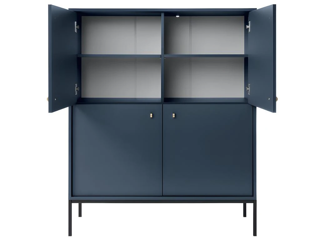 Buffet Haut - 4 Portes - Bleu - BOGDAN 7 Buffet Haut - 4 Portes - Bleu - BOGDAN – Image 5