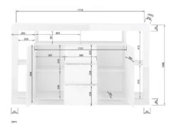 Buffet Avec 2 Portes Et 3 Tiroirs - Blanc Laqué - BALKA -Mobilia Boutique buffet 5635241