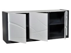 Buffet 3 Portes Avec LEDs - Blanc Et Anthracite Laqué - LUDMILA -Mobilia Boutique buffet 6133841