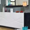 Buffet 3 Portes Avec LEDs - Blanc Et Anthracite Laqué - LUDMILA -Mobilia Boutique buffet 6133843
