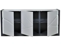 Buffet 3 Portes Avec LEDs - Blanc Et Anthracite Laqué - LUDMILA -Mobilia Boutique buffet 6133849