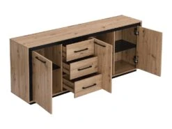 Buffet 3 Portes Et 3 Tiroirs En MDF - Naturel Et Noir - NALAMANE -Mobilia Boutique buffet 714817