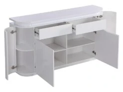 Buffet 4 Portes Et 2 Tiroirs Avec LEDs - MDF - Blanc Laqué - VANDANA -Mobilia Boutique buffet 715521