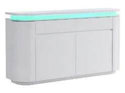 Buffet 4 Portes Et 2 Tiroirs Avec LEDs - MDF - Blanc Laqué - VANDANA -Mobilia Boutique buffet 715525