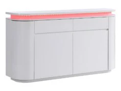 Buffet 4 Portes Et 2 Tiroirs Avec LEDs - MDF - Blanc Laqué - VANDANA -Mobilia Boutique buffet 715527