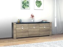 Buffet METEORITE - 3 Portes & 3 Tiroirs - MDF Plateau Effet Granite -Mobilia Boutique buffet 7567453