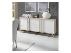 Buffet Moyen Modèle MALMO Blanc. Meuble Design Type SCANDINAVE. Effet Ultra Tendance Pour Votre Salon. -Mobilia Boutique buffet 8932385