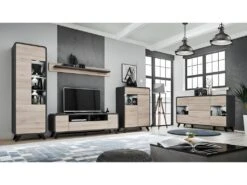 Buffet, Bahut, Enfilade OASIS 4 Portes Et 4 Tiroirs. Coloris Gris Et Chêne. Style Design. -Mobilia Boutique buffet 8932523