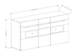 Buffet Partiellement Vitré Avec éclairage LED 160x92. Collection LUCIA. Coloris Blanc Brillant -Mobilia Boutique buffet 8932825