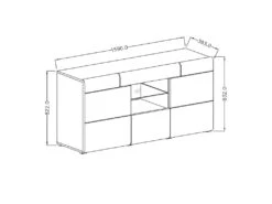 Buffet 160cm Collection OHIO. Coloris Blanc Et Chêne. LED Incluses -Mobilia Boutique buffet 8933221