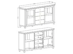 Buffet 180cm Avec LED Intégrées Collection ASSIA. Coloris Vert Et Chêne. 2 Portes Et 4 Tiroirs. -Mobilia Boutique buffet 8933603