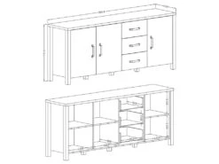 Buffet XL 190cm Collection DARWIN. Couleur Chêne Clair Et Noir. 3 Portes Et 3 Tiroirs -Mobilia Boutique buffet 8933637
