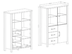 Buffet Haut Collection DARWIN. Couleur Chêne Clair Et Noir. 3 Portes Et 3 Tiroirs. -Mobilia Boutique buffet 8934093