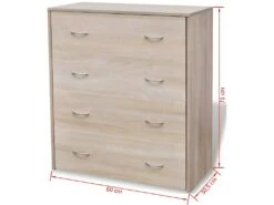 Buffet Bahut Armoire Console Meuble De Rangement Avec 4 Tiroirs 71 Cm Couleur De Chêne Marron 4402121 -Mobilia Boutique buffet 8934287