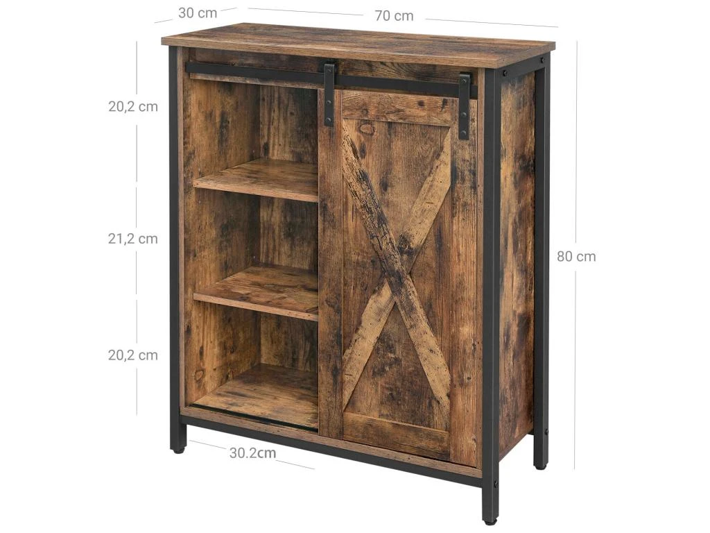 Meuble De Rangement Buffet Armoire Placard étagères Réglables Porte Coulissante Cadre En Acier Pour L'entrée Salon Bureau Cuisine Style Industriel Marron Rustique Et Noir 12_0003248 4 Meuble De Rangement Buffet Armoire Placard étagères Réglables Porte Coulissante Cadre En Acier Pour L'entrée Salon Bureau Cuisine Style Industriel Marron Rustique Et Noir 12_0003248 – Image 2