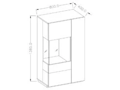 Buffet Haut Avec LED Collection KILES Deux Portes. Coloris Blanc Et Gris Béton. Porte Vitrée à Droite -Mobilia Boutique buffet 8934307