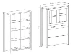 Buffet Haut Collection WINDSOR. Coloris Chêne Foncé Et Gris Anthracite. -Mobilia Boutique buffet 8935101
