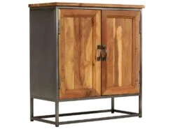 Buffet Bahut Armoire Console Meuble De Rangement Teck Recyclé Et Acier 70 Cm Marron 4402120