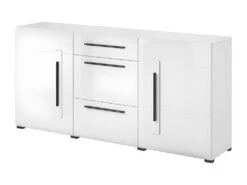 Buffet Design 180cm. Collection BREDA Deux Portes Et Trois Tiroirs. Coloris Blanc.