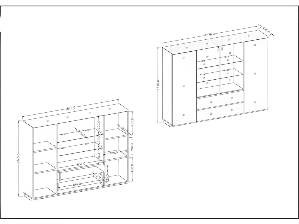 Buffet Haut TONGA Quatre Portes Et Deux Tiroirs. Couleur Wengé. LED Incluses. Style Design. 6 Buffet Haut TONGA Quatre Portes Et Deux Tiroirs. Couleur Wengé. LED Incluses. Style Design. – Image 4