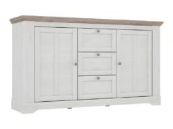 Buffet 160 Cm 2 Portes 3 Tiroirs Décor Chêne Clair Blanchi - ANGELE