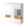 Buffet Haut KILES Trois Portes Avec LED. Coloris Blanc Et Chêne. Style Design -Mobilia Boutique buffet 8941601