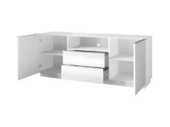 Buffet 180cm 2 Portes Et 2 Tiroirs Collection ZANTE. Coloris Blanc Brillant. LED Incluses -Mobilia Boutique buffet 8941643