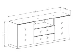 Buffet 180cm 2 Portes Et 2 Tiroirs Collection ZANTE. Coloris Blanc Brillant. LED Incluses -Mobilia Boutique buffet 8941645