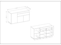 Buffet, Bahut, Enfilade KILES Trois Portes Et Un Tiroir. Coloris Gris Anthracite Et Chêne. Style Design -Mobilia Boutique buffet 8941903