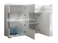 Buffet Design KIELS 150 Cm, 3 Portes Et 1 Tiroir, Coloris Blanc Brillant + éclairage LED. -Mobilia Boutique buffet 8942021