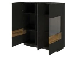 Buffet Haut KILES Trois Portes Avec LED. Coloris Gris Anthracite Et Chêne. Style Design -Mobilia Boutique buffet 8942719