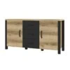 Buffet 150cm Collection DARWIN. Couleur Chêne Clair Et Noir. 2 Portes Et 3 Tiroirs -Mobilia Boutique buffet 8942817