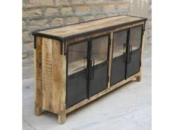 Buffet 4 Portes En Bois Massif Et Métal - Naturel -Mobilia Boutique buffet 9231419