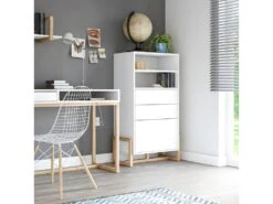 Buffet Haut 2 Tiroirs 1 Porte Oslo Blanc - Blanc -Mobilia Boutique buffet 9231909