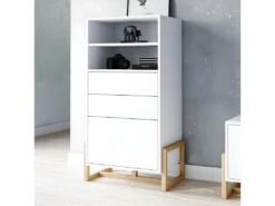 Buffet Haut 2 Tiroirs 1 Porte Oslo Blanc - Blanc -Mobilia Boutique buffet 9231915