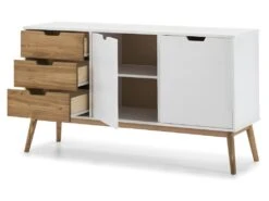 Buffet Commode Java 3 Tiroir Y 2 Porte Blanc, Glissières Métalliques, Longueur 140 Cm -Mobilia Boutique buffet 9517367